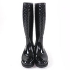Louis Vuitton Splash Line Monogram Rubber Rain Boots Long Black — view 3