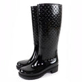 Louis Vuitton Splash Line Monogram Rubber Rain Boots Long Black
