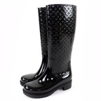 Louis Vuitton Splash Line Monogram Rubber Rain Boots Long Black