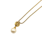 Dior Double Strand Drop Rhinestone Faux Pearl Gold Necklace — view 2