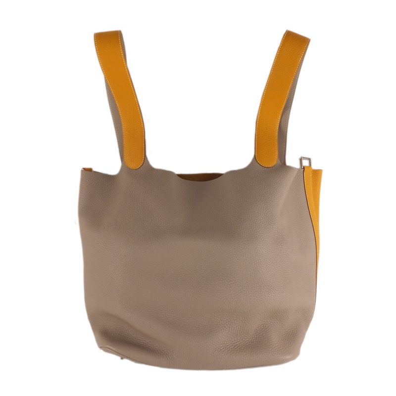 Hermes Picotin Lock T GM Handbag Gray Yellow Silver Hardware — view 5