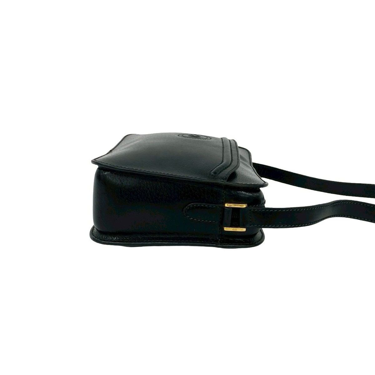 Gucci Vintage GG Logo Leather Mini Shoulder Bag Pochette Crossbody Black — view 6