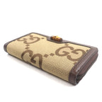 Gucci Bamboo Jumbo GG Canvas Leather Round Zipper Long Wallet — view 4