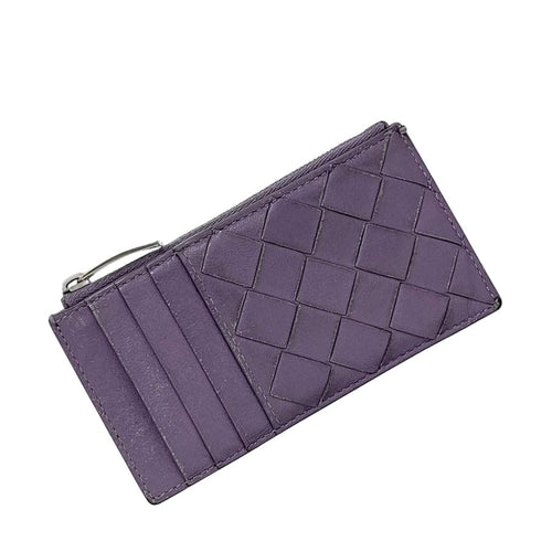 Bottega Veneta Coin Case Purple Intrecciato Purse