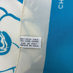 Chanel Large Scarf CC Logo 100% Silk Blue White — view 9