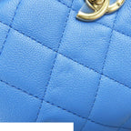 Chanel Chain Backpack Blue Gold Leather Quilted Stitch CC Logo — view 5