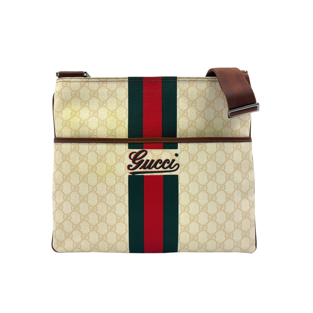 Gucci GG Plus Joy Line Leather Off White Brown Multicolor Shoulder Bag Silver