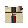 Gucci GG Plus Joy Line Leather Off White Brown Multicolor Shoulder Bag Silver