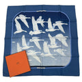 Hermes Carre 90 Scarf Migratory Bird 100% Silk Blue