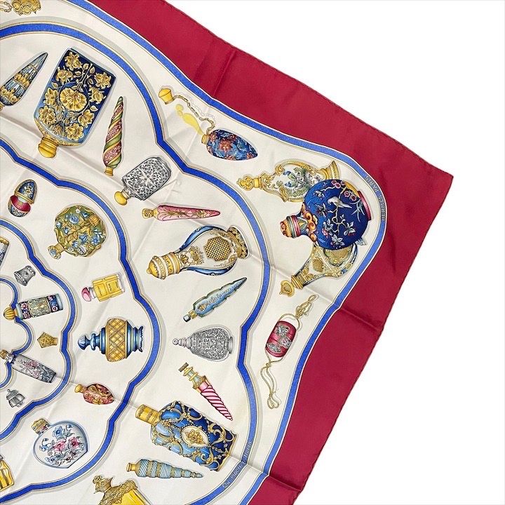 Hermes Carre 90 Large Scarf Shawl Silk Perfume Pattern — view 3