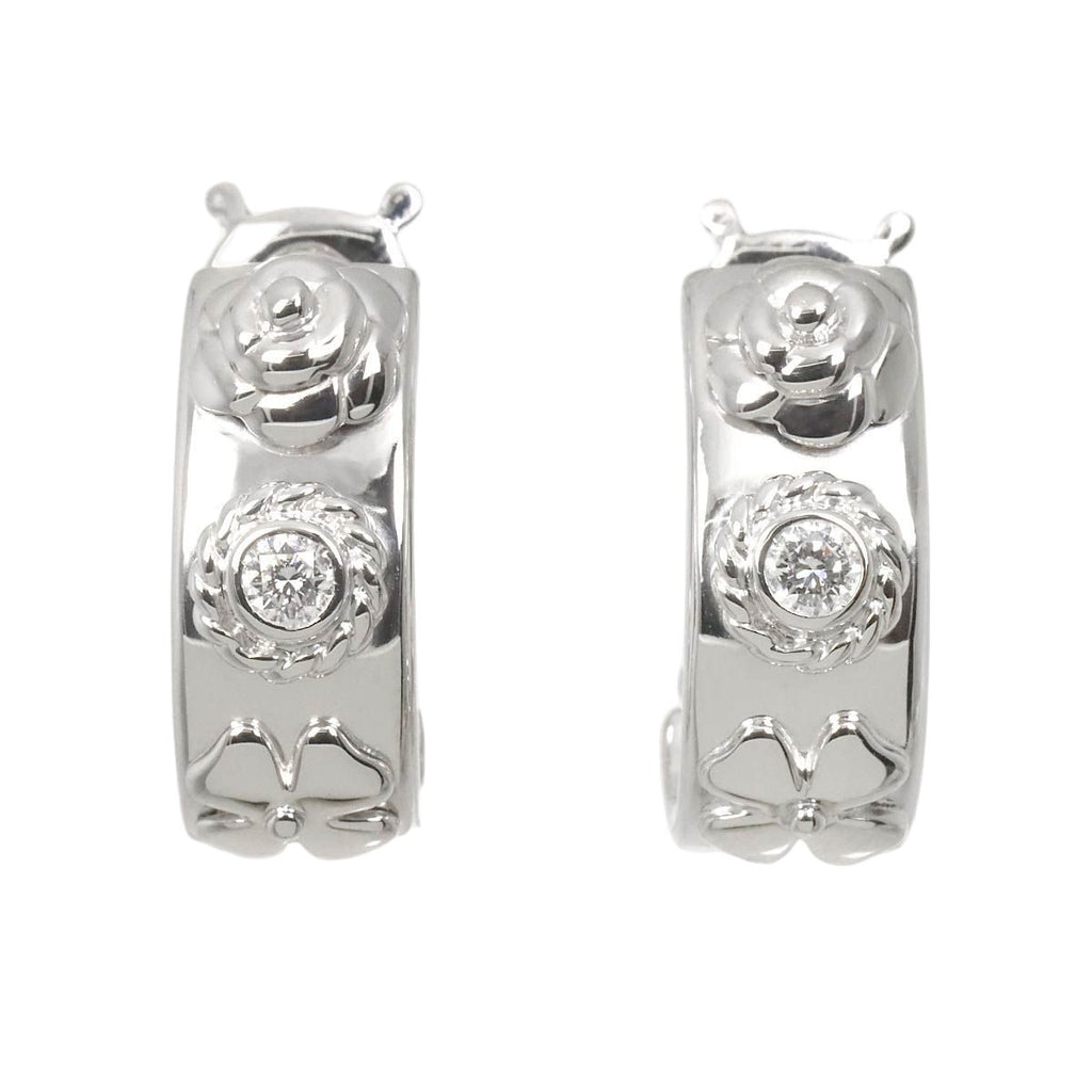 Chanel Three Symbols Diamond Earrings 18k WG White Gold 750 Pierced
