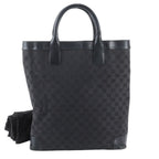 Gucci GG Canvas Leather Tote Shoulder Business Black