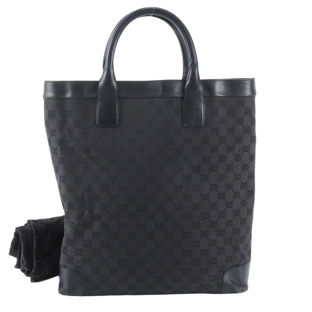 Gucci GG Canvas Leather Tote Shoulder Business Black