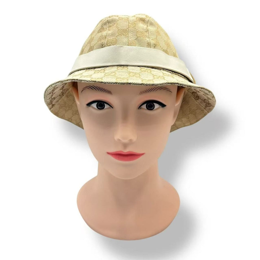 Gucci Bucket Hat Leather GG Canvas Beige — view 2