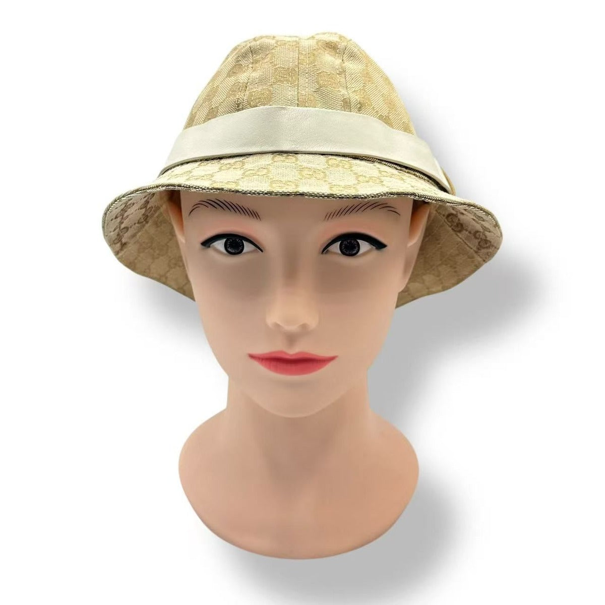 Gucci Bucket Hat Leather GG Canvas Beige — view 2
