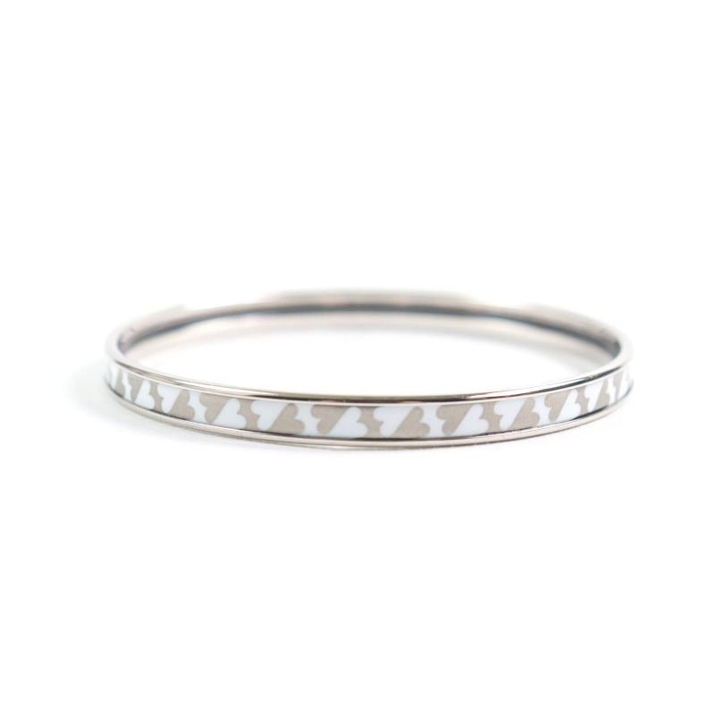 Hermes Carte A Jouet Orfevre Blanc Platine Current Enamel Bracelet Bangle