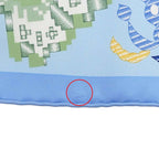 Hermes Carre 45 Scarf en Attendant Ulysse Silk Light Blue Bandana — view 7