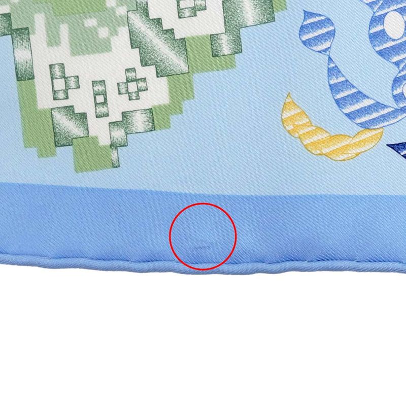 Hermes Carre 45 Scarf en Attendant Ulysse Silk Light Blue Bandana — view 7