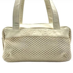 Chanel Lambskin Leather Knit Hand Ivory Shoulder Bag