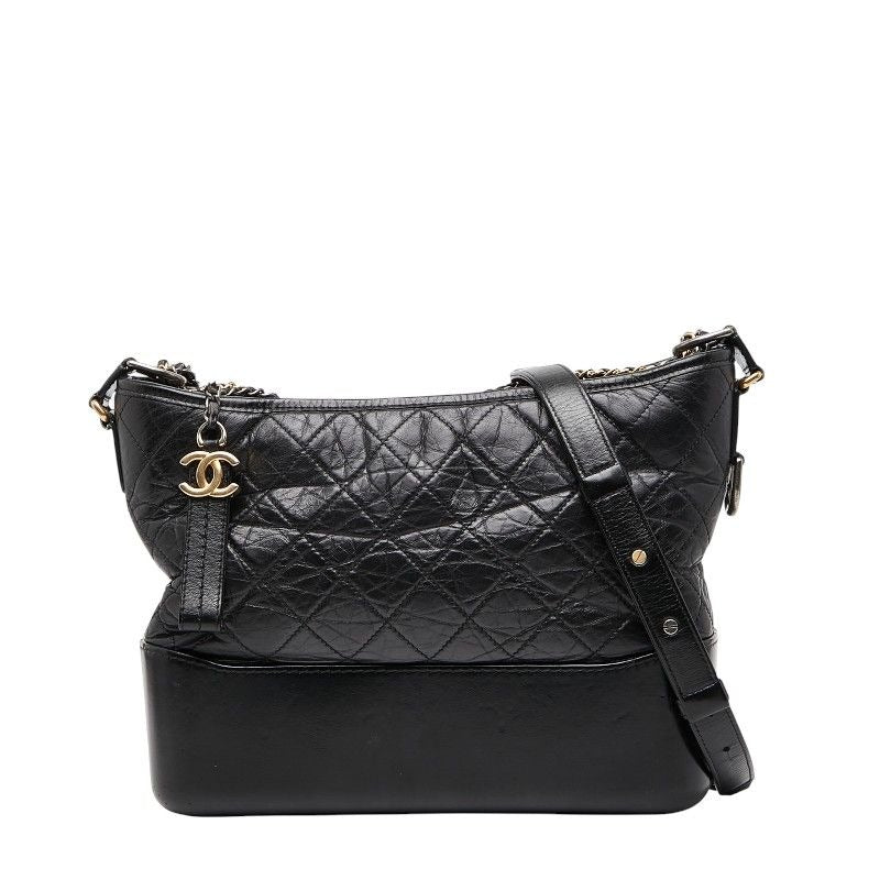 Chanel Gabriel De Chain Shoulder Bag Black Leather