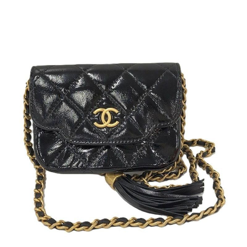 Chanel Chain Clutch Bag Lambskin Leather Black Ap4680