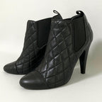 Chanel Quilted Side Gore Boots 36 Black Heel