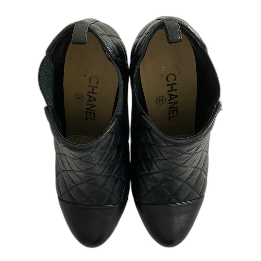 Chanel Quilted Side Gore Boots 36 Black Heel — view 2