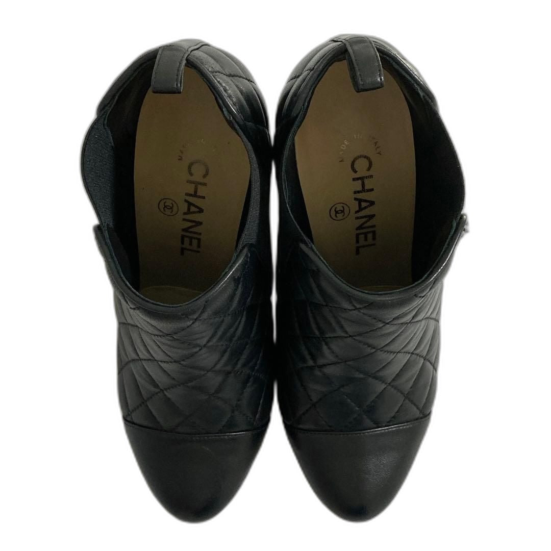 Chanel Quilted Side Gore Boots 36 Black Heel — view 2