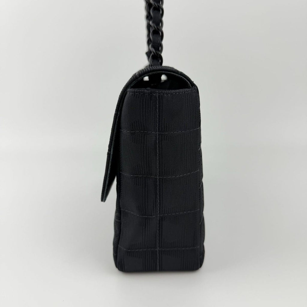 Chanel CC Logo New Travel Chain Shoulder Bag Black Nylon Vintage — view 6