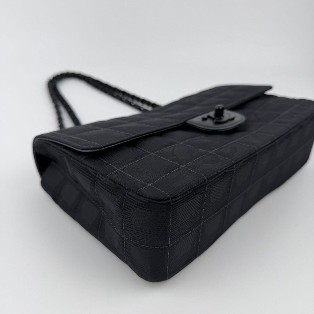 Chanel CC Logo New Travel Chain Shoulder Bag Black Nylon Vintage — view 9