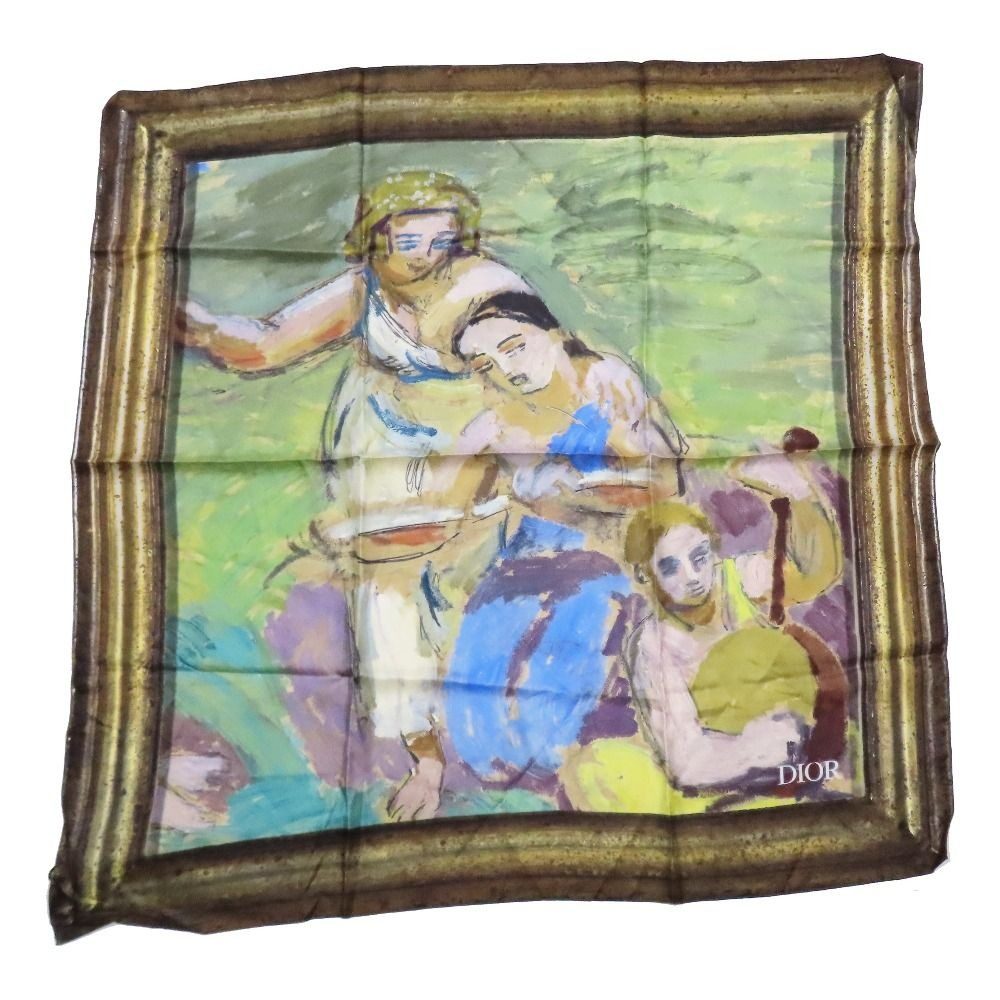 Dior Duncan Grant Square Scarfskin Bandana Silk Painting Graphic Multicolor