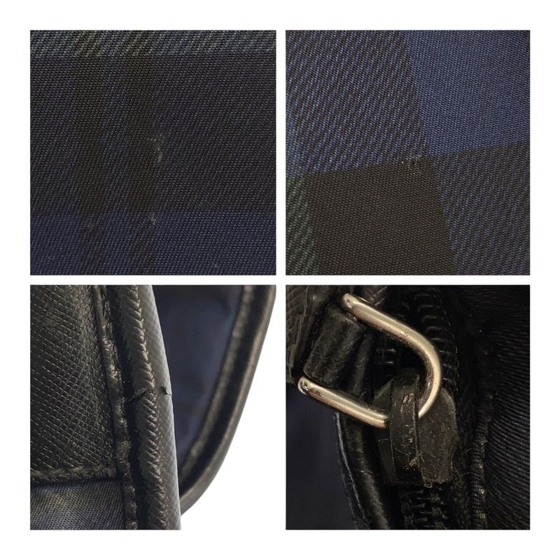 Prada Tessuto Triangle Logo Plate Checked Green Blue Black Silver Hardware — view 6