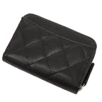 Chanel Classic Zip Coin Purse AP Black Silver Caviar Leather Quilted Bifold — view 2