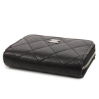 Chanel Classic Zip Coin Purse AP Black Silver Caviar Leather Quilted Bifold — view 3