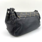 Chanel Lambskin Contrast Wild Stitch Surpique Accordion Flap Bag Black — view 3