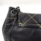 Chanel Lambskin Contrast Wild Stitch Surpique Accordion Flap Bag Black — view 5