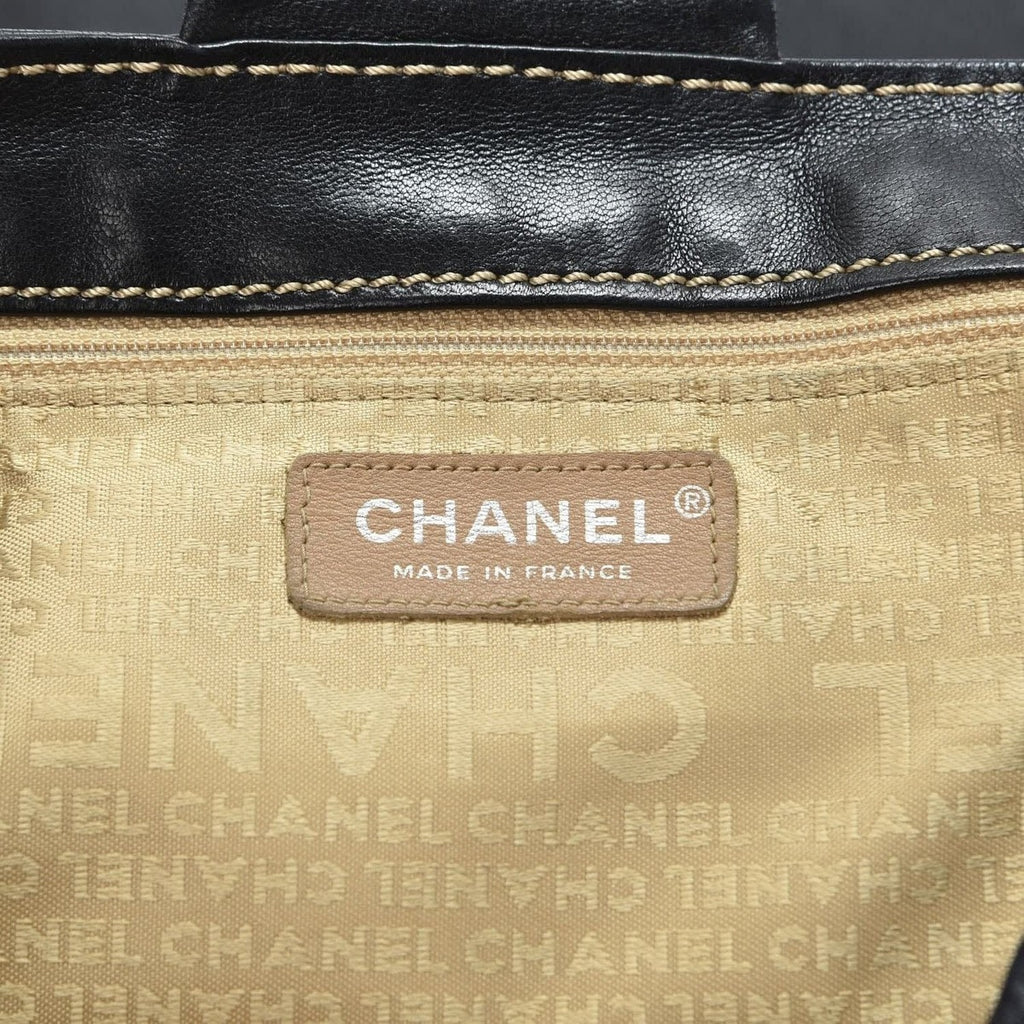 Chanel Lambskin Contrast Wild Stitch Surpique Accordion Flap Bag Black — view 9