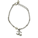 Chanel Bracelet C21 B Coco Mark Accessories Jewelry Faux Pearl Rhinestone Silver