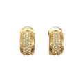 Dior Pave Rhinestone Half Hoop Color Stone Clear Gold Earrings
