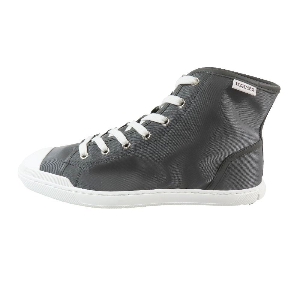 Hermes Express Nylon High Cut Sneakers Shoes Logo 40.5 Gray