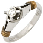 Dior Ring Diamond Platinum Silver Yellow Gold 18k Combination Single Tatezume