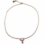 Dior Petit CD Diamond Resin Pearl Necklace Rose Gold — view 2