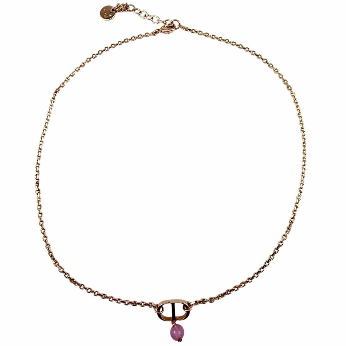 Dior Petit CD Diamond Resin Pearl Necklace Rose Gold — view 2