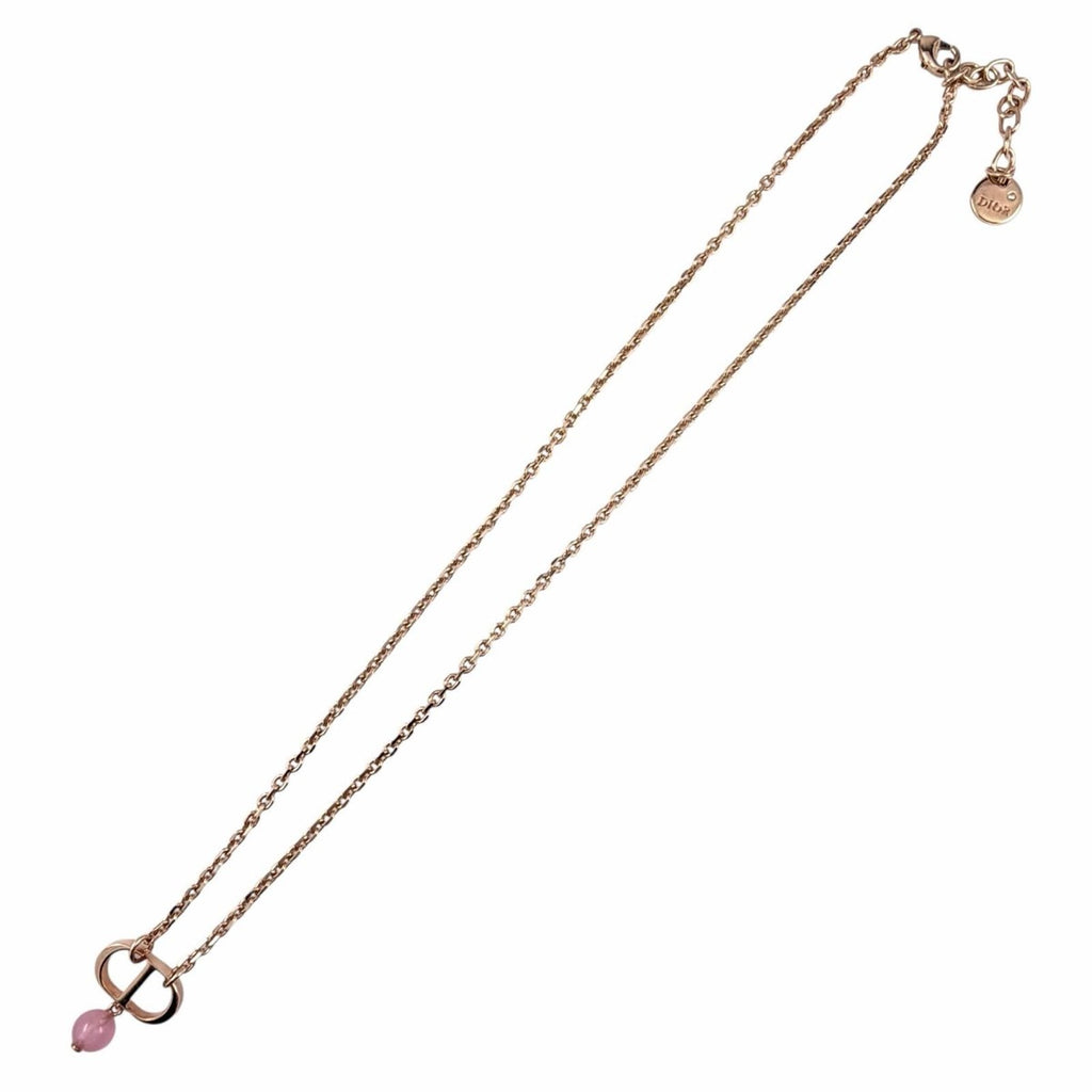 Dior Petit CD Diamond Resin Pearl Necklace Rose Gold — view 4