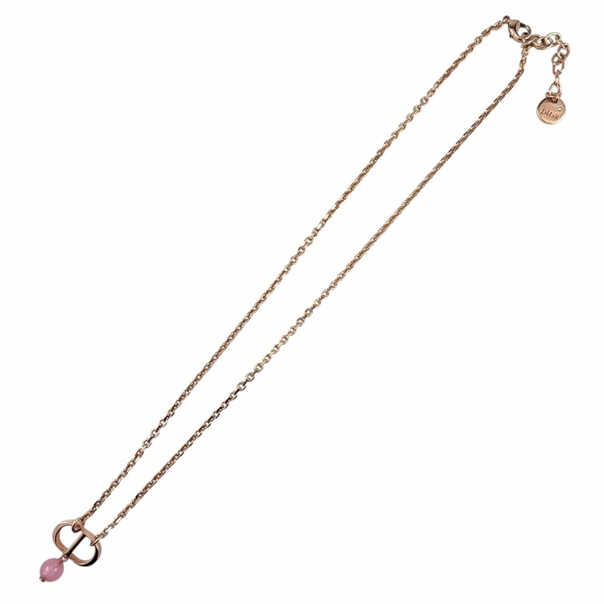 Dior Petit CD Diamond Resin Pearl Necklace Rose Gold — view 4