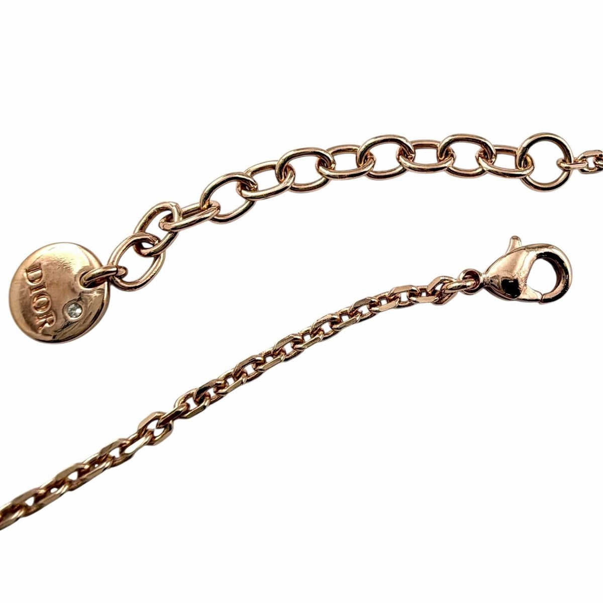 Dior Petit CD Diamond Resin Pearl Necklace Rose Gold — view 6