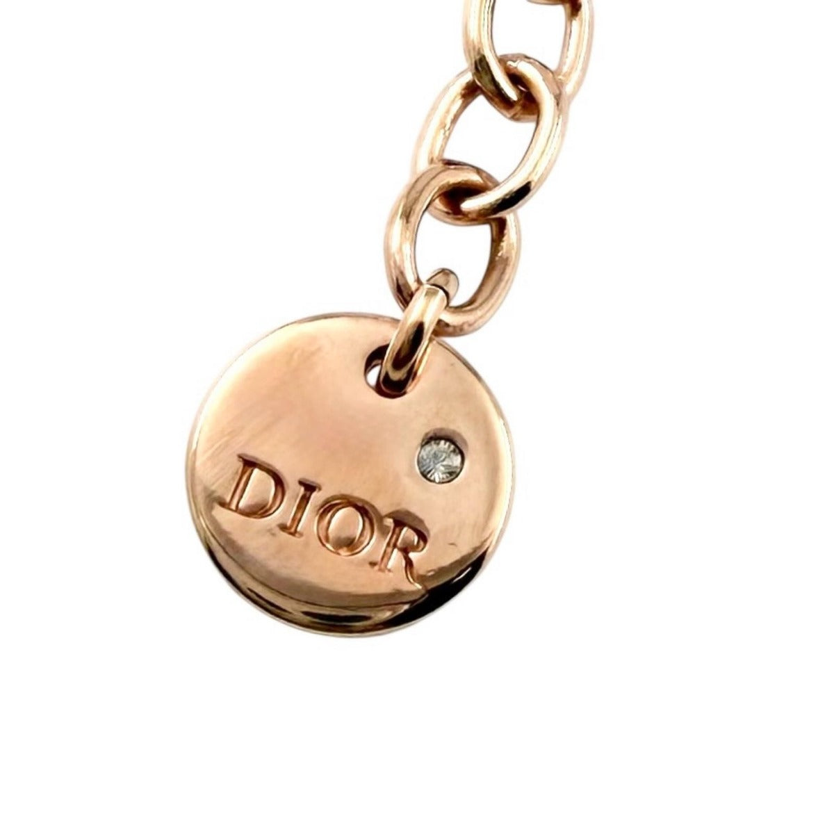 Dior Petit CD Diamond Resin Pearl Necklace Rose Gold — view 7