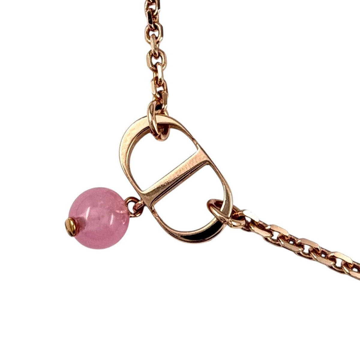 Dior Petit CD Diamond Resin Pearl Necklace Rose Gold