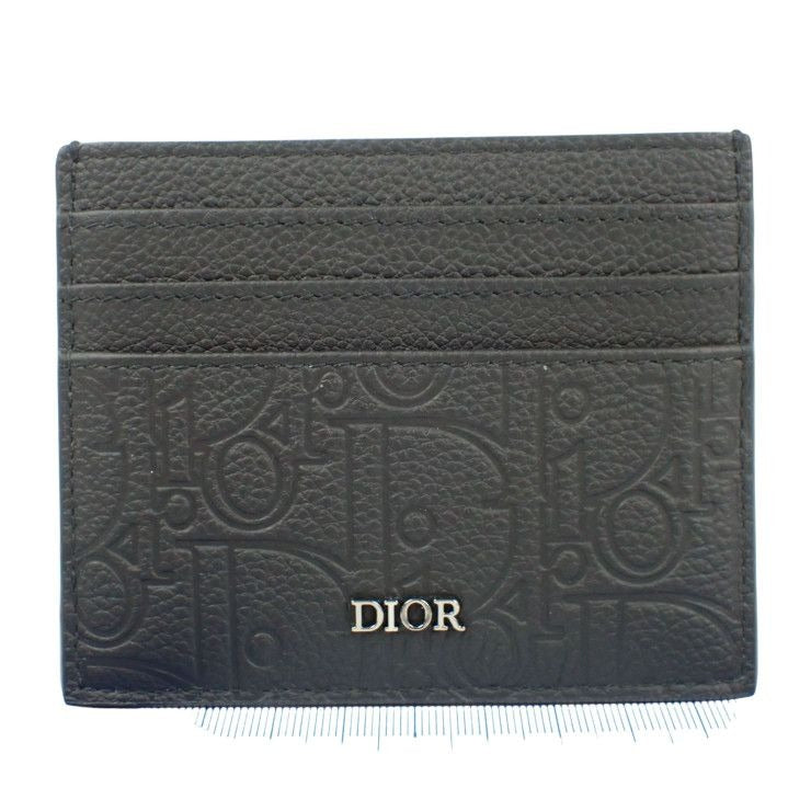 Dior Card Case Gravity Holder Black Calfskin