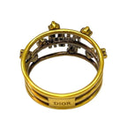 Christian Dior Ja Ring Double Finger Logo GP Rhinestone Gold 9 Size — view 7